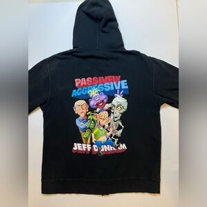 Jeff Dunham Passively Aggressivekk Tour Hoodie XL Black Graphic Zip Sweatshirt